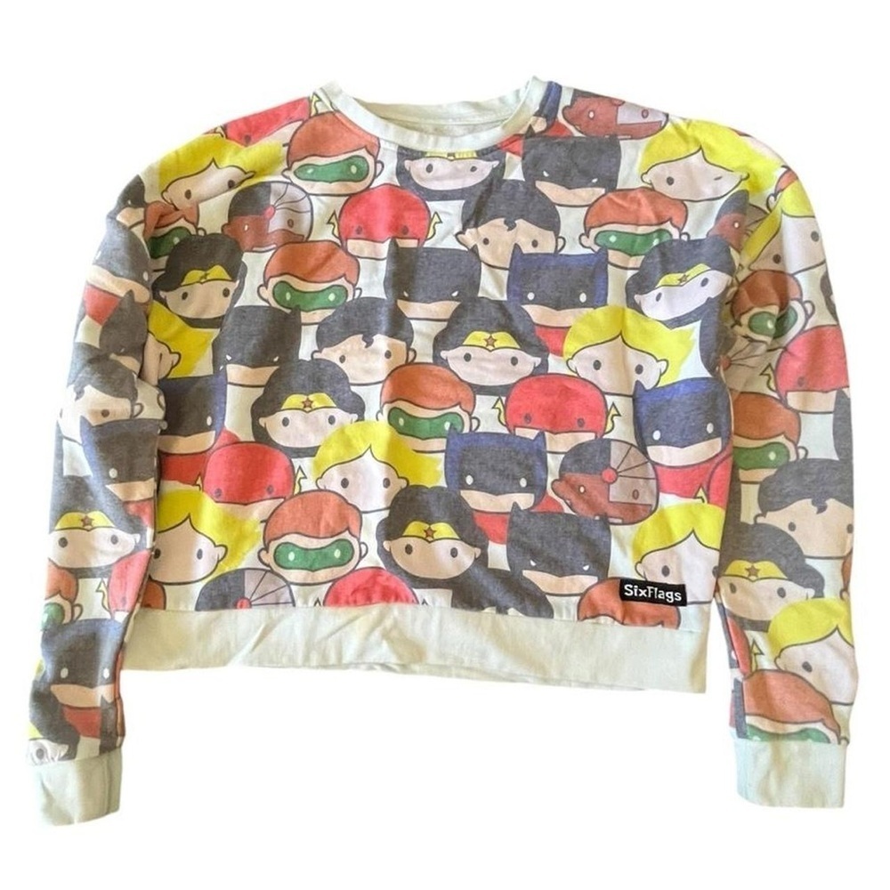 758-Superhero graphic multicoloured crewneck sweatshirt #superhero #sixflags
